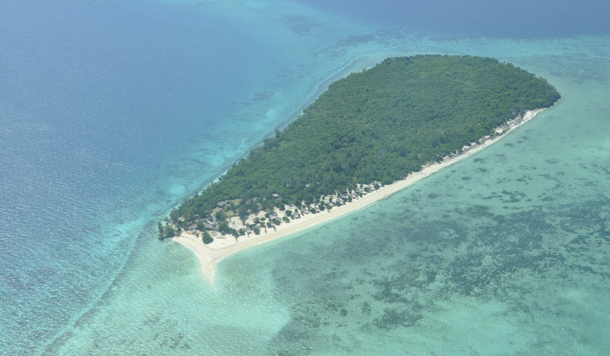 Vue aérienne de l'île de Chumbe, Zanzibar