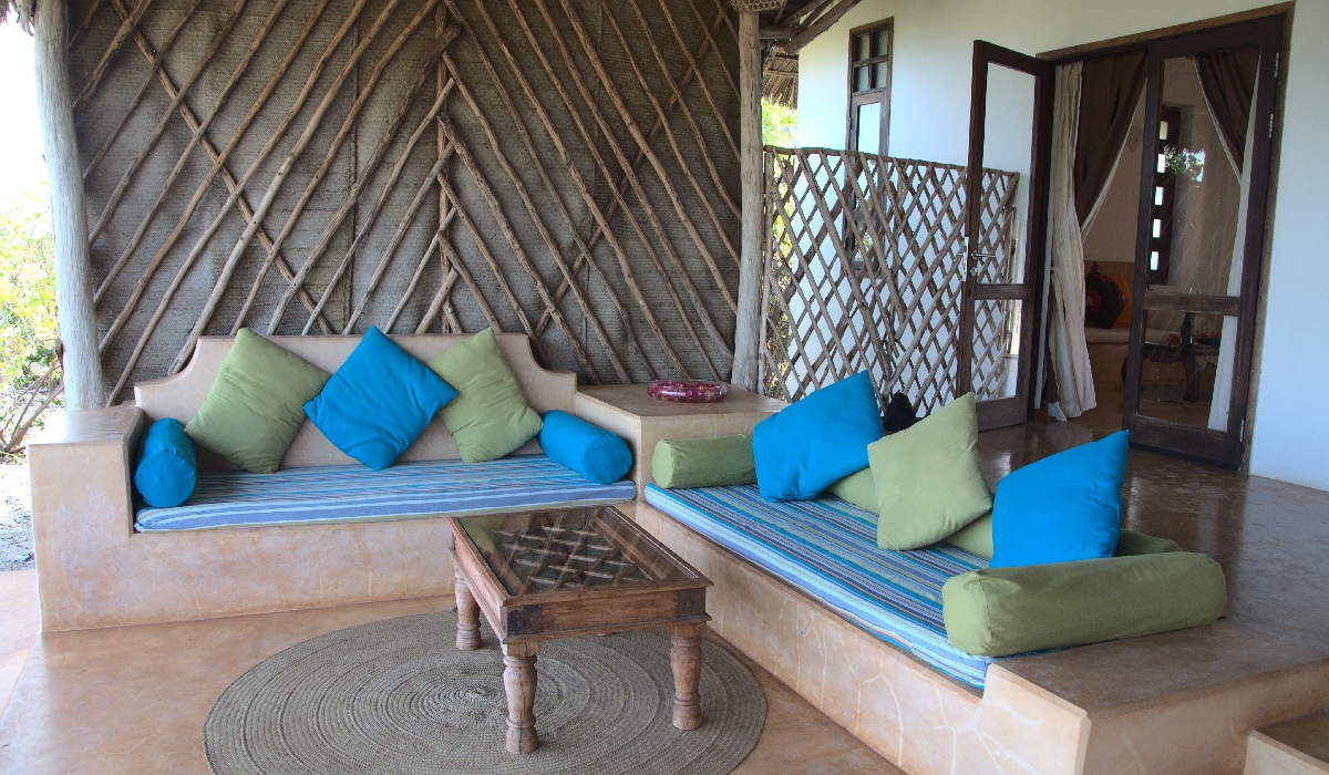 Petit salon des villas du Kasha Boutique Hotel, Zanzibar