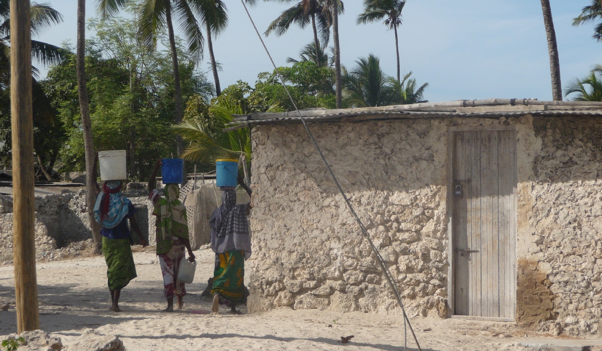 Scène de vie dans les rues de Matemwe, Zanzibar