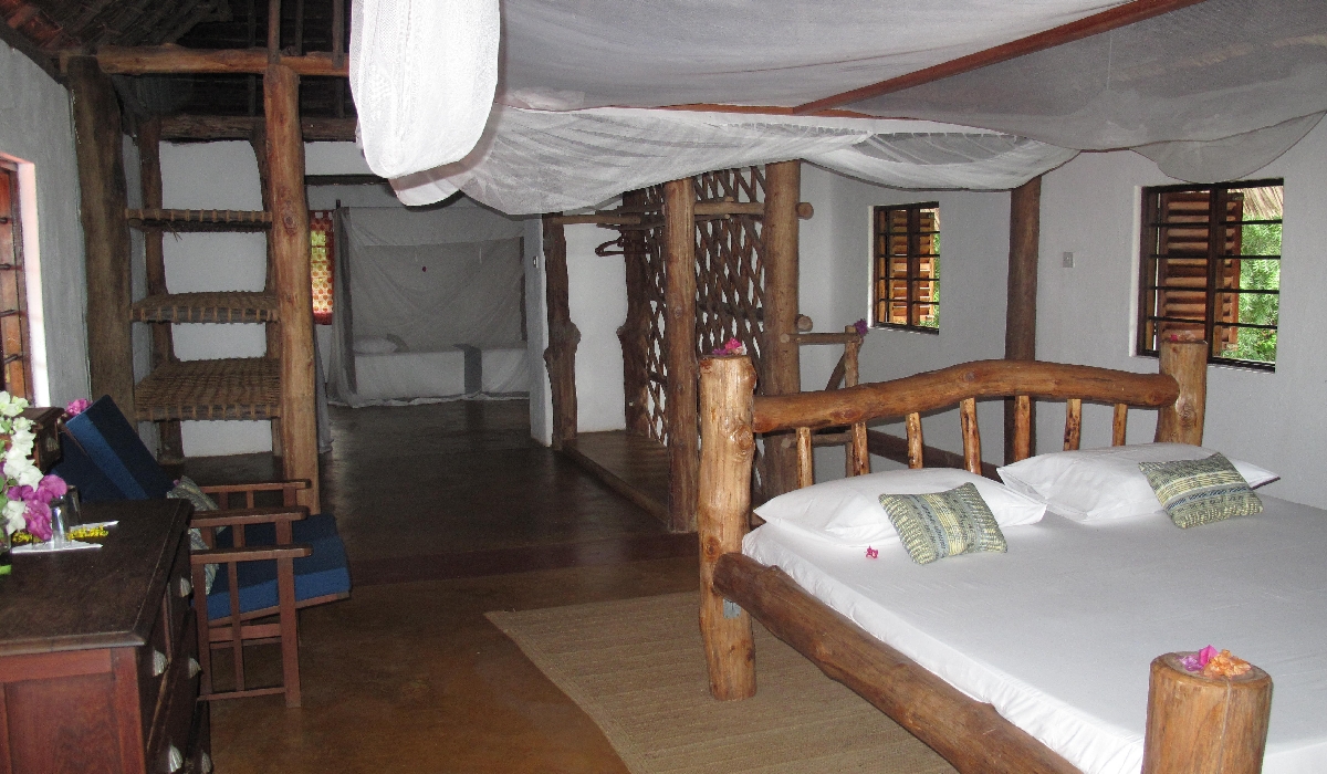 Chambre décorée dans le style swahili, villa Che Che Vula