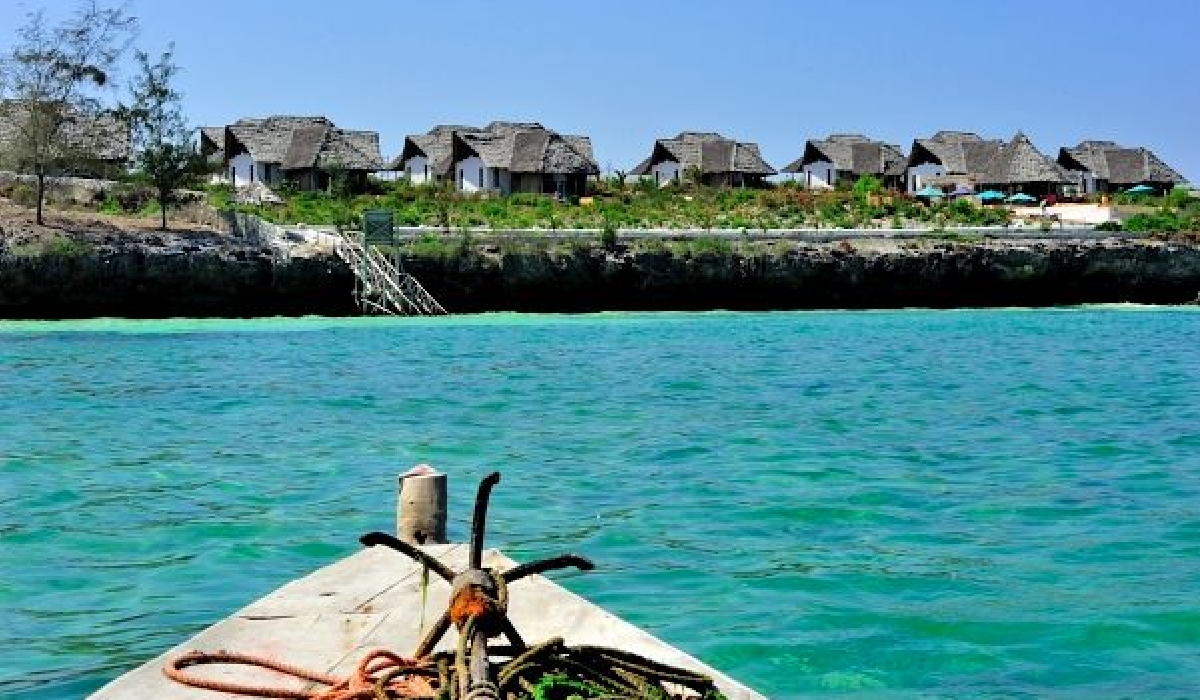 Vue du Kasha Boutique Hotel depuis l'océan à Zanzibar